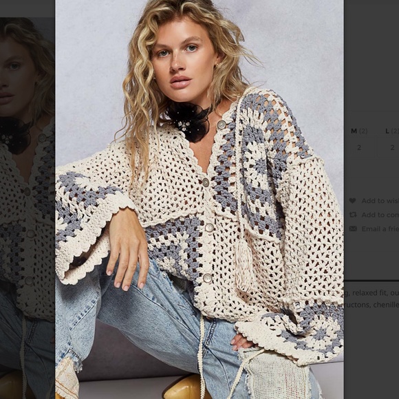 POL “ Jahnna 2” POL Hand Open Knit Hoodie Sweater 75 - Picture 3 of 7